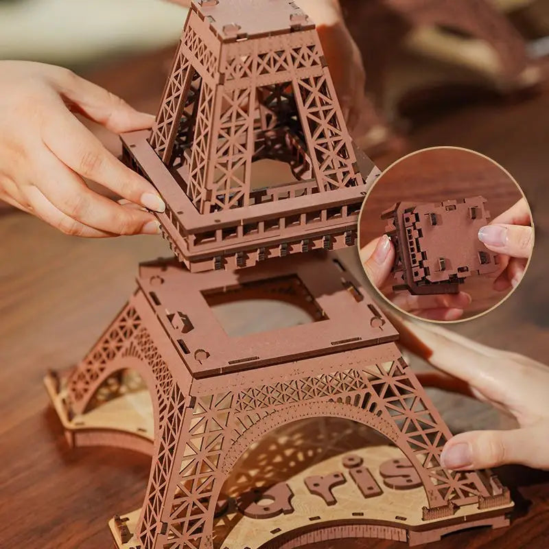 Rompecabezas 3D de Madera Torre Eiffel Luminosa