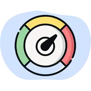 Manómetro circular azul con aguja negra y secciones de colores